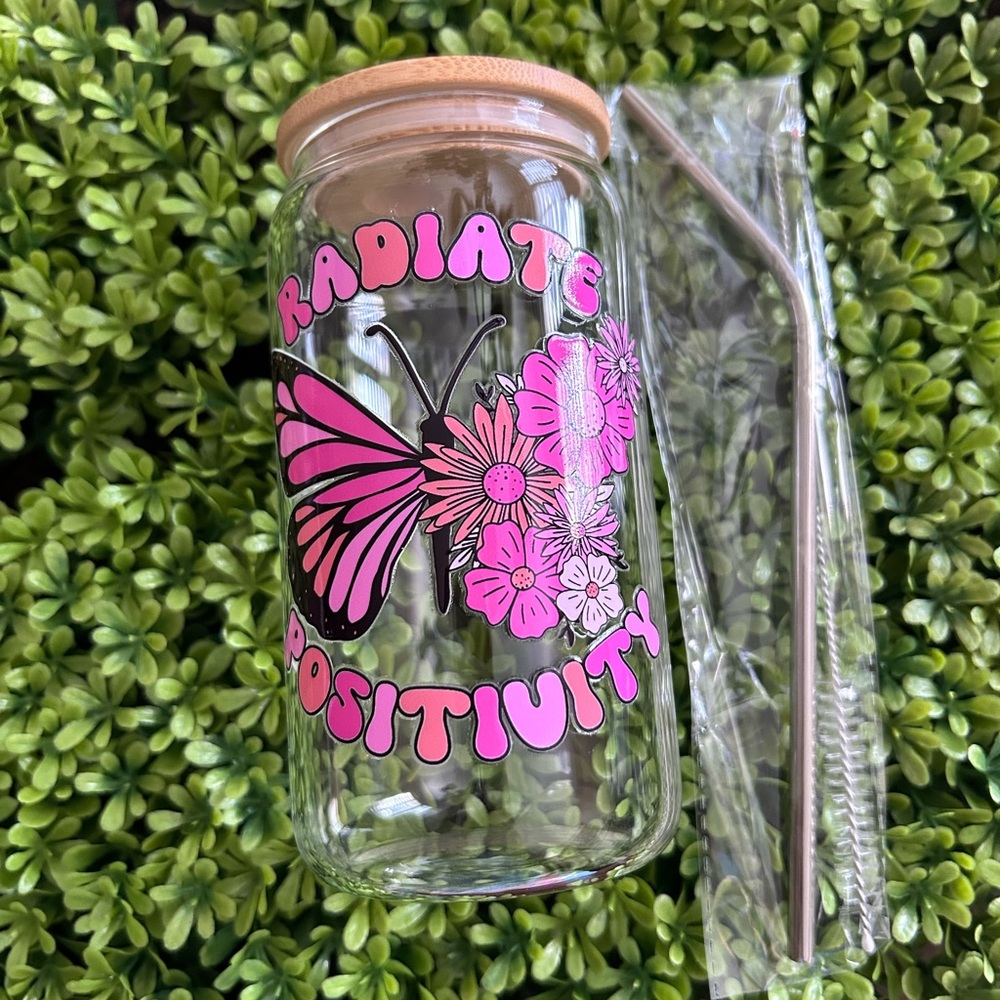 Radiant positivity glass cup